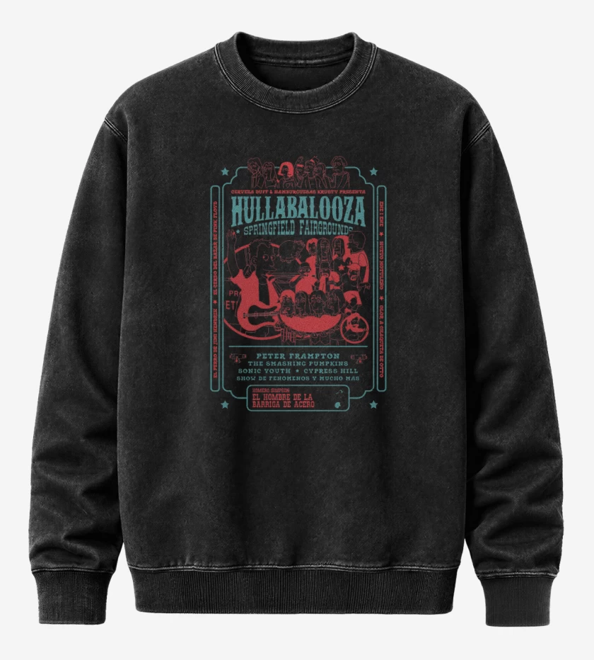 Poleron Polo Acid Wash Negro de Simpsons Hullabalooza