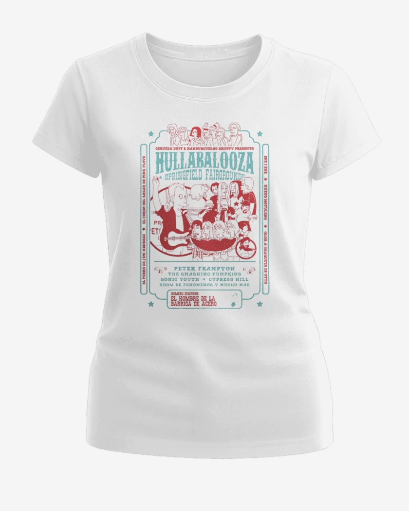 Polera de Mujer Blanco de Simpsons Hullabalooza