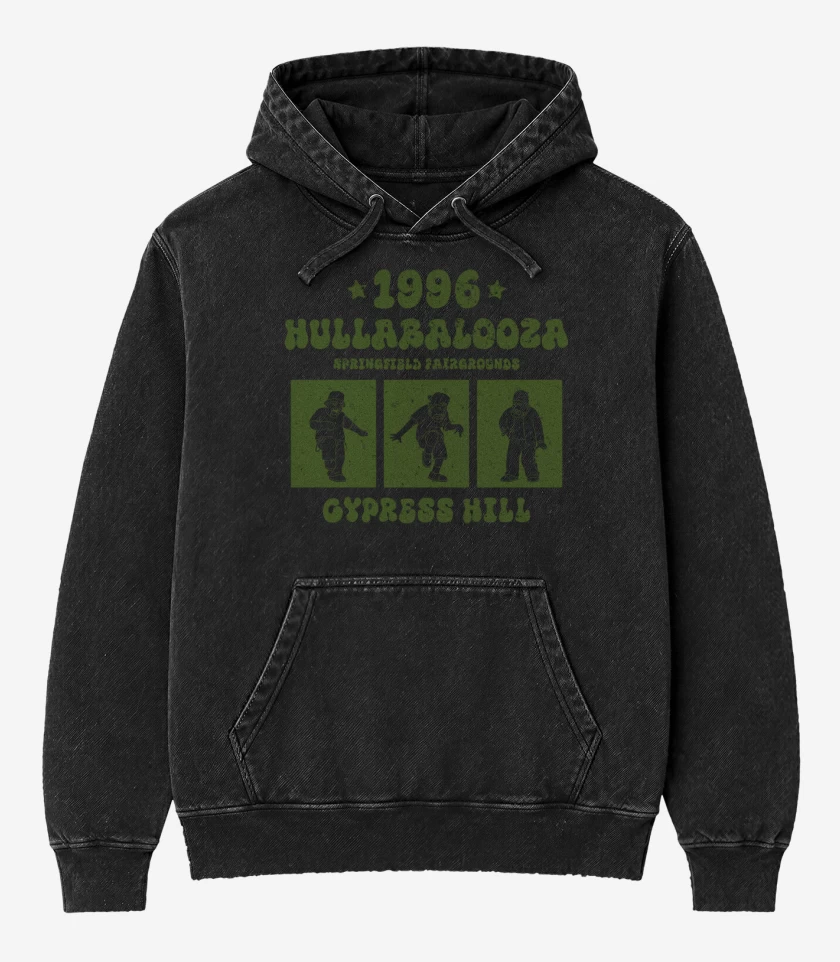 Poleron Canguro Acid Wash Negro de Cypress Hill Hulla