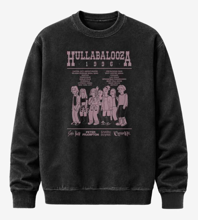 Poleron Polo Acid Wash Negro de Hullabalooza Springfield 