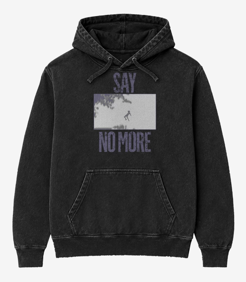 Poleron Canguro Acid Wash Negro de Say no more