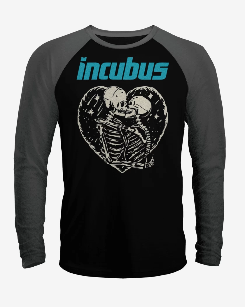 Polera Raglan Negro / Negro Heather de Incubus Calaveras