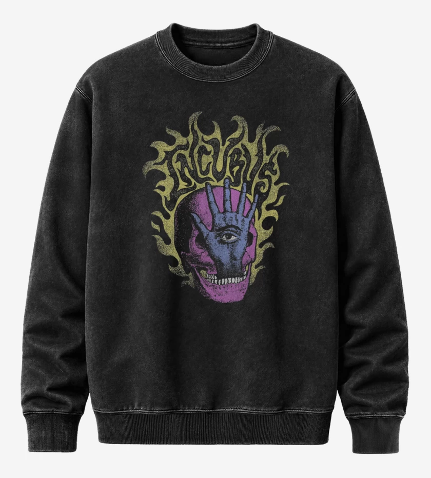 Poleron Polo Acid Wash Negro de Incubus Mano