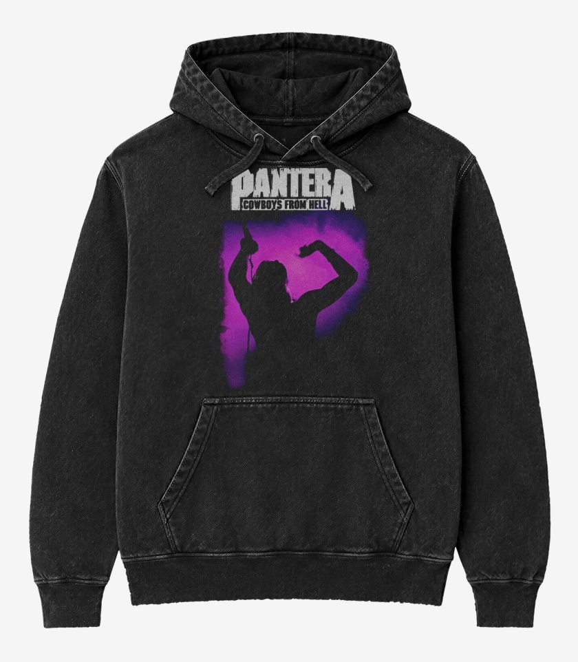 Poleron Canguro Acid Wash Negro de Pantera Anselmo