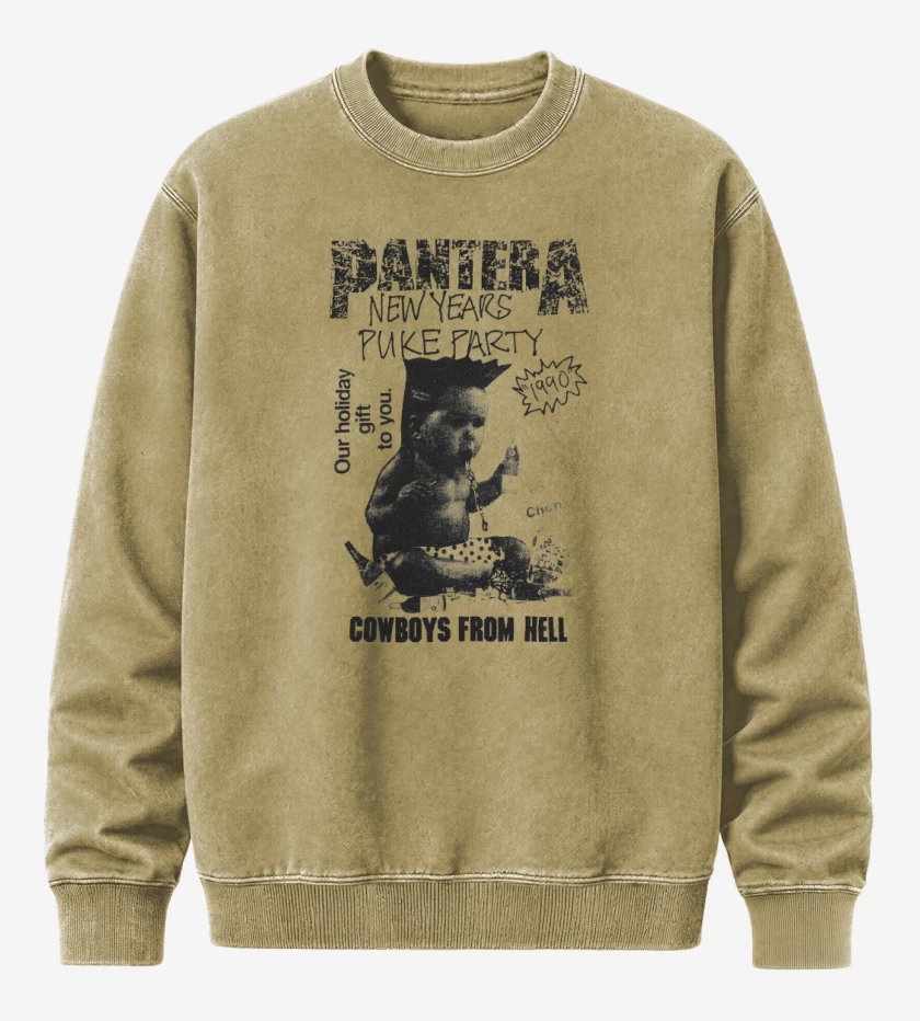 Poleron Polo Acid Wash Beige de Pantera New Year Puke Party