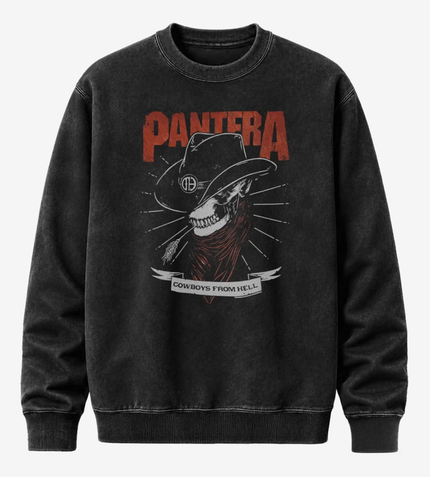 Poleron Polo Acid Wash Negro de Pantera Vaquero