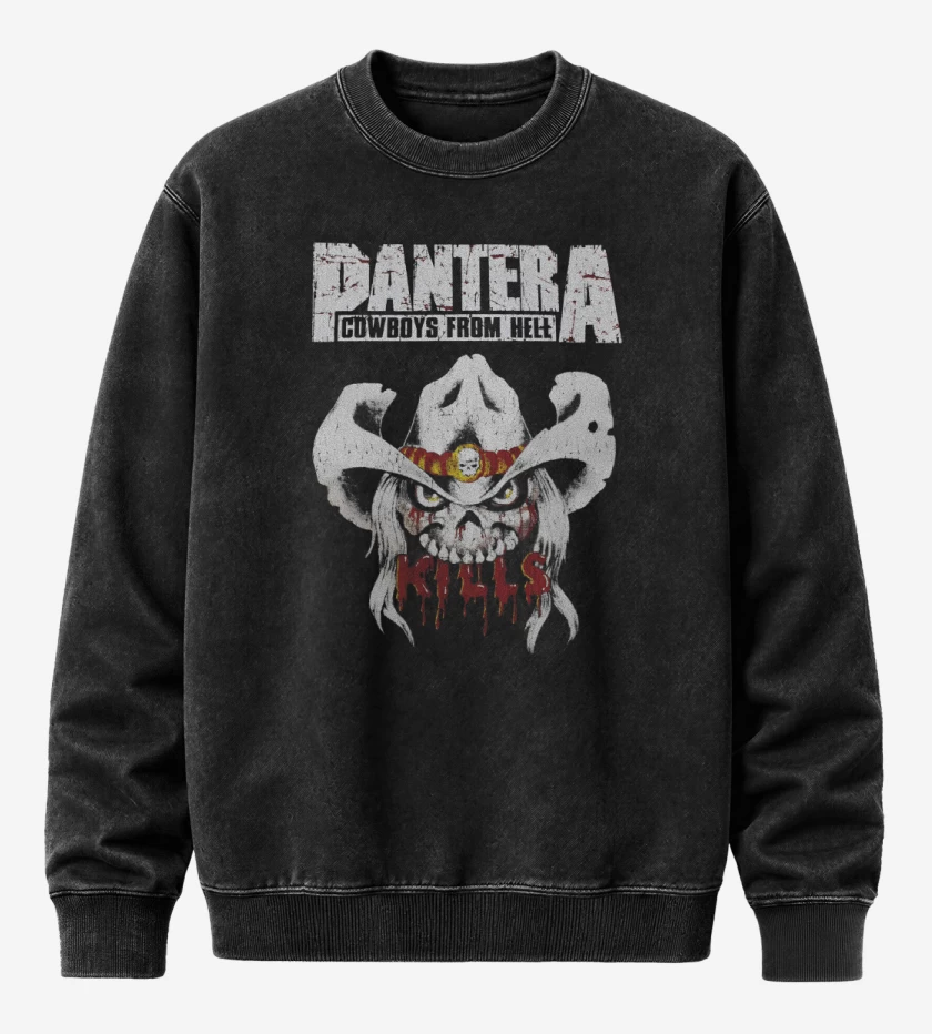 Poleron Polo Acid Wash Negro de Pantera Kills