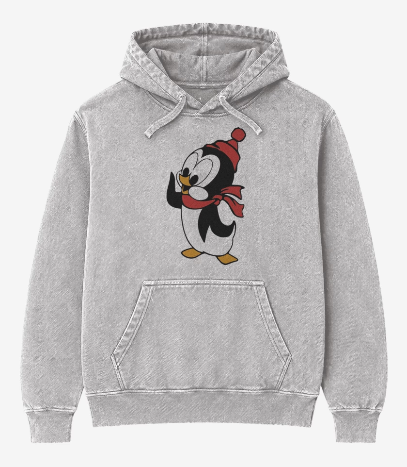 Poleron Canguro Acid Wash Gris Melange de Chilly
