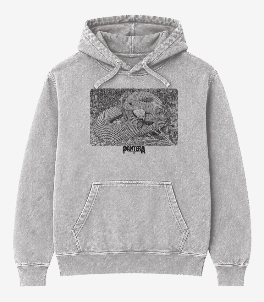 Poleron Canguro Acid Wash Gris Melange de Pantera Trendkill