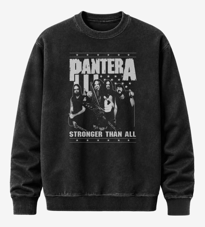 Poleron Polo Acid Wash Negro de Pantera Stronger Than All