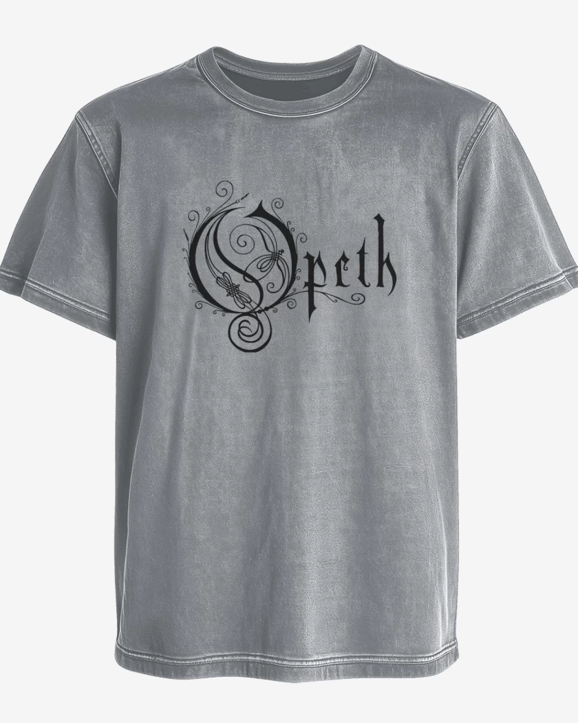 Polera desgastada Gris Melange de Opeth logo