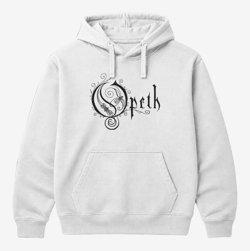 Polerón Canguro Blanco de Opeth logo