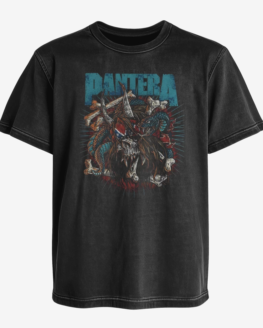 Polera desgastada Pantera Dimebag Skull