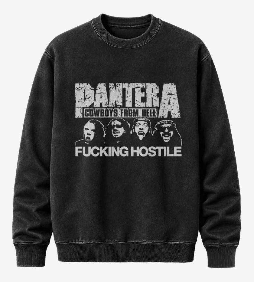 Poleron Polo Acid Wash Negro de Pantera Fucking Hostile