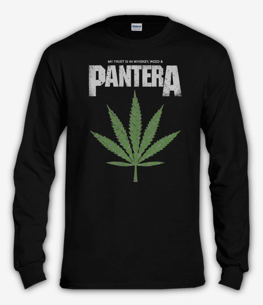 Polera manga larga Negro de Pantera Weed