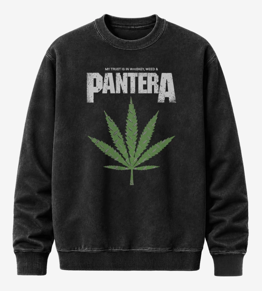 Poleron Polo Acid Wash Negro de Pantera Weed
