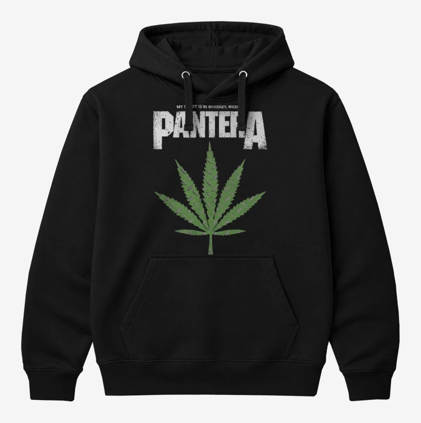 Polerón Canguro Negro de Pantera Weed