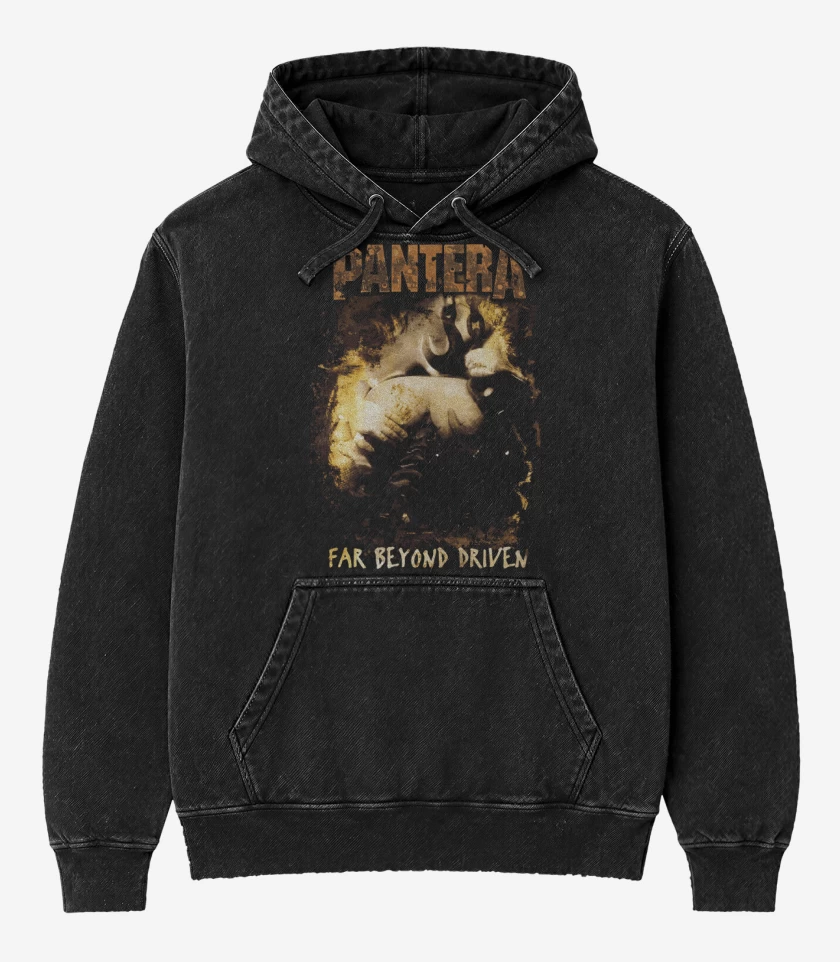 Poleron Canguro Acid Wash Negro de Pantera Far Beyond Driven