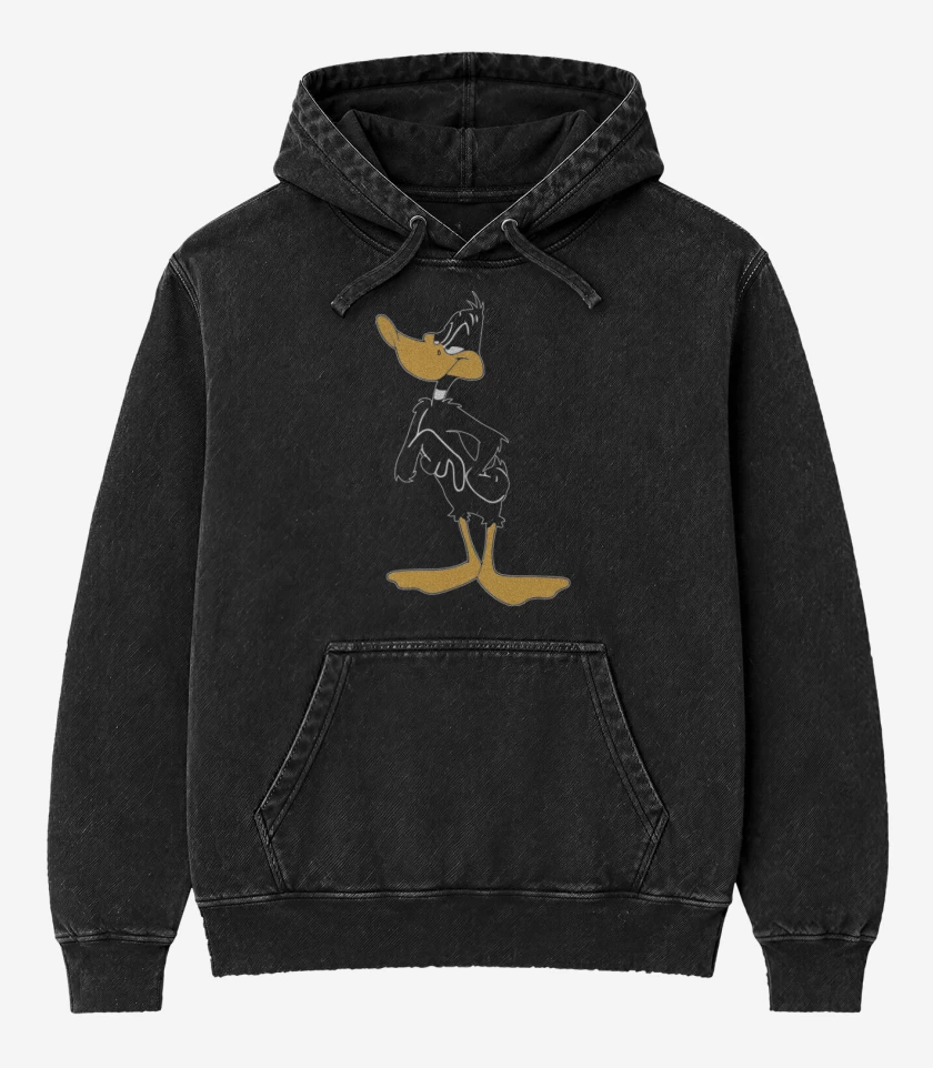 Poleron Canguro Acid Wash Negro de Lucas El pato