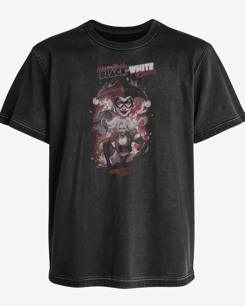 Polera desgastada Harley Quinn Black & White