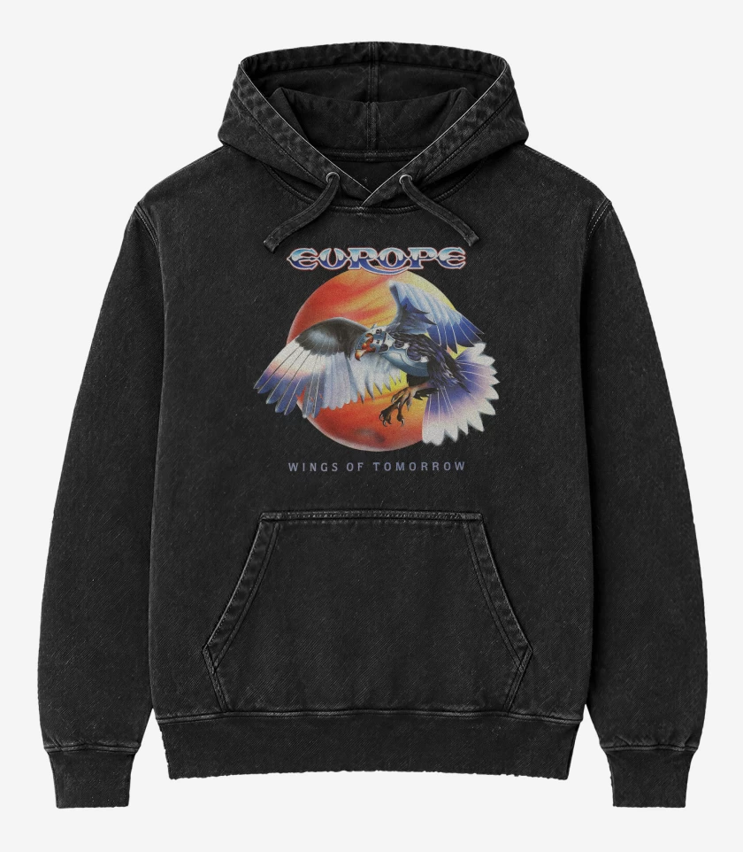 Poleron Canguro Acid Wash Negro de Europe Wings of Tomorrow
