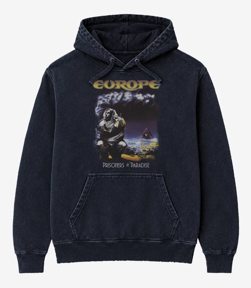 Poleron Canguro Acid Wash Azul Marino de Europe Prisoners in Paradise