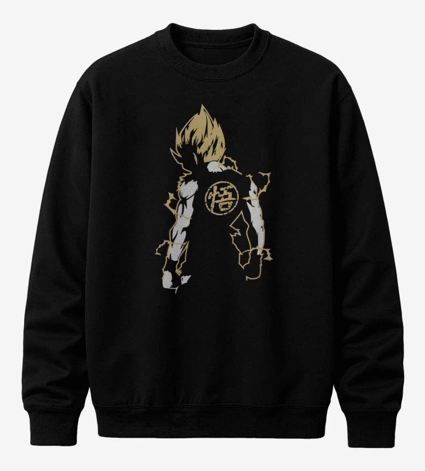 Poleron polo Negro de Goku Espalda