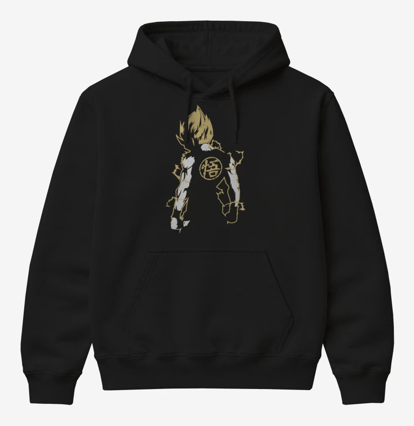 Poleron Canguro básico Negro de Goku Espalda