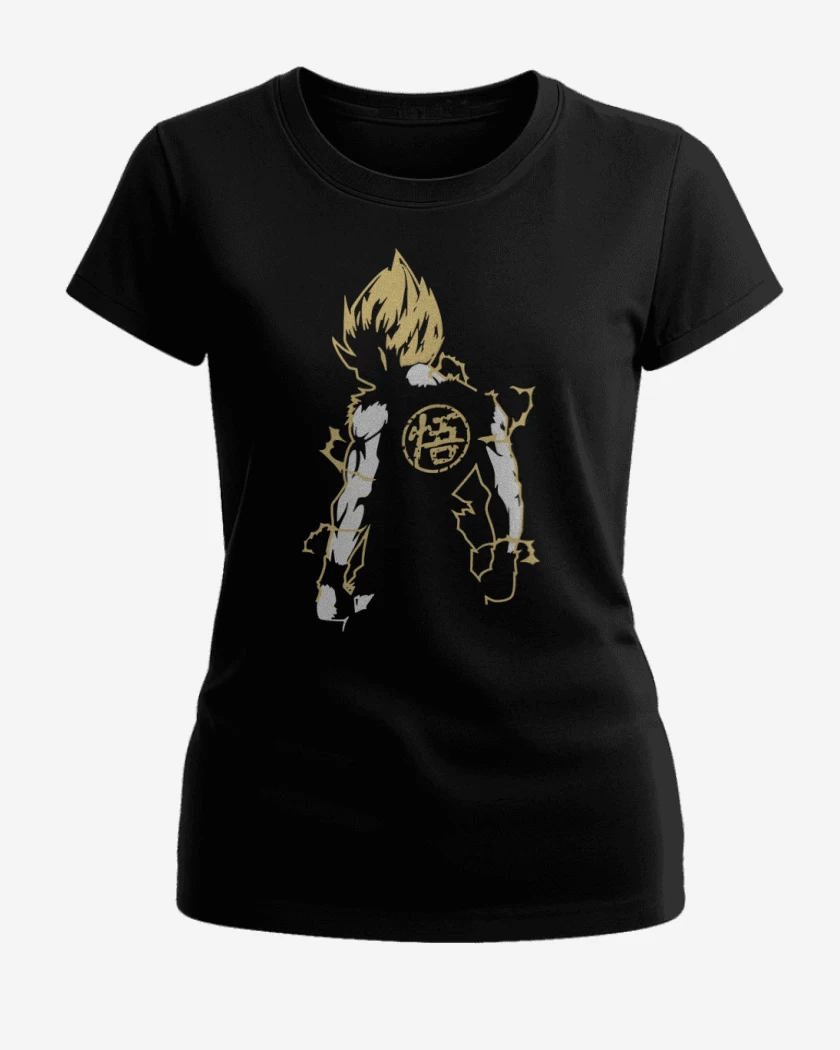 Polera de Mujer Negro de Goku Espalda