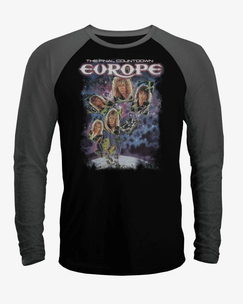 Polera Raglan Negro / Negro Heather de Europe The Final Countdown