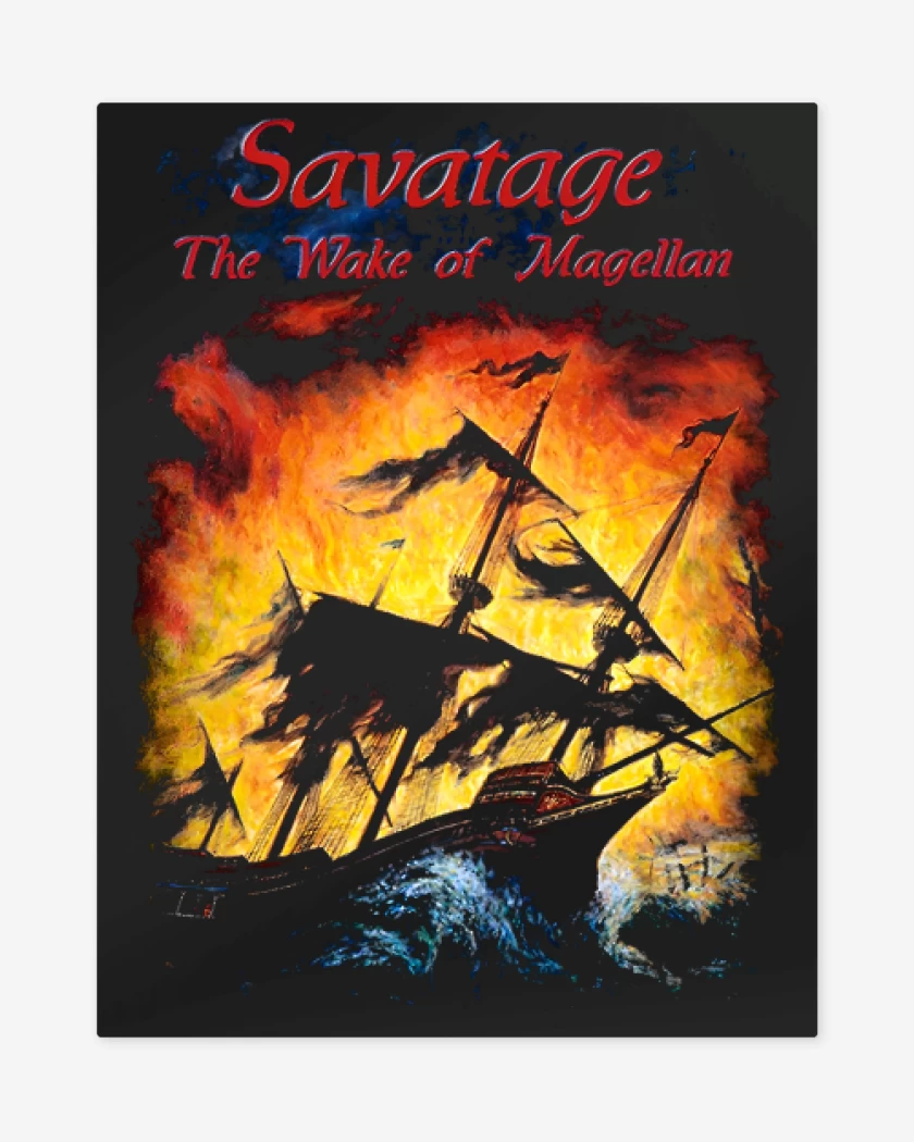Print metalico Negro de Savatage The Wake of Magellan