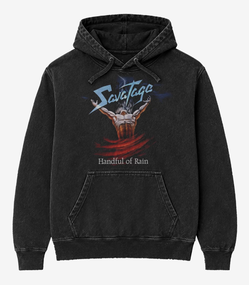 Poleron Canguro Acid Wash Negro de Savatage Handful of Rain