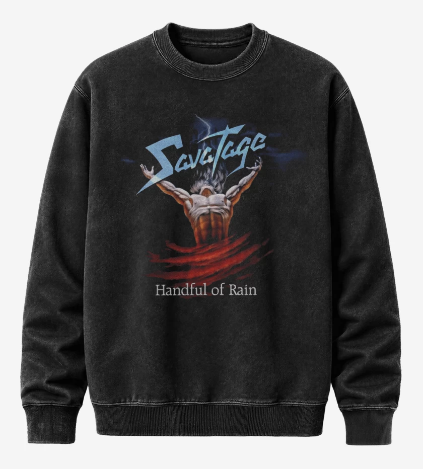 Poleron Polo Acid Wash Negro de Savatage Handful of Rain