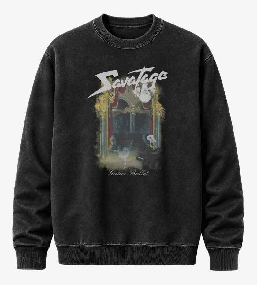Poleron Polo Acid Wash Negro de Savatage Gutter Ballet