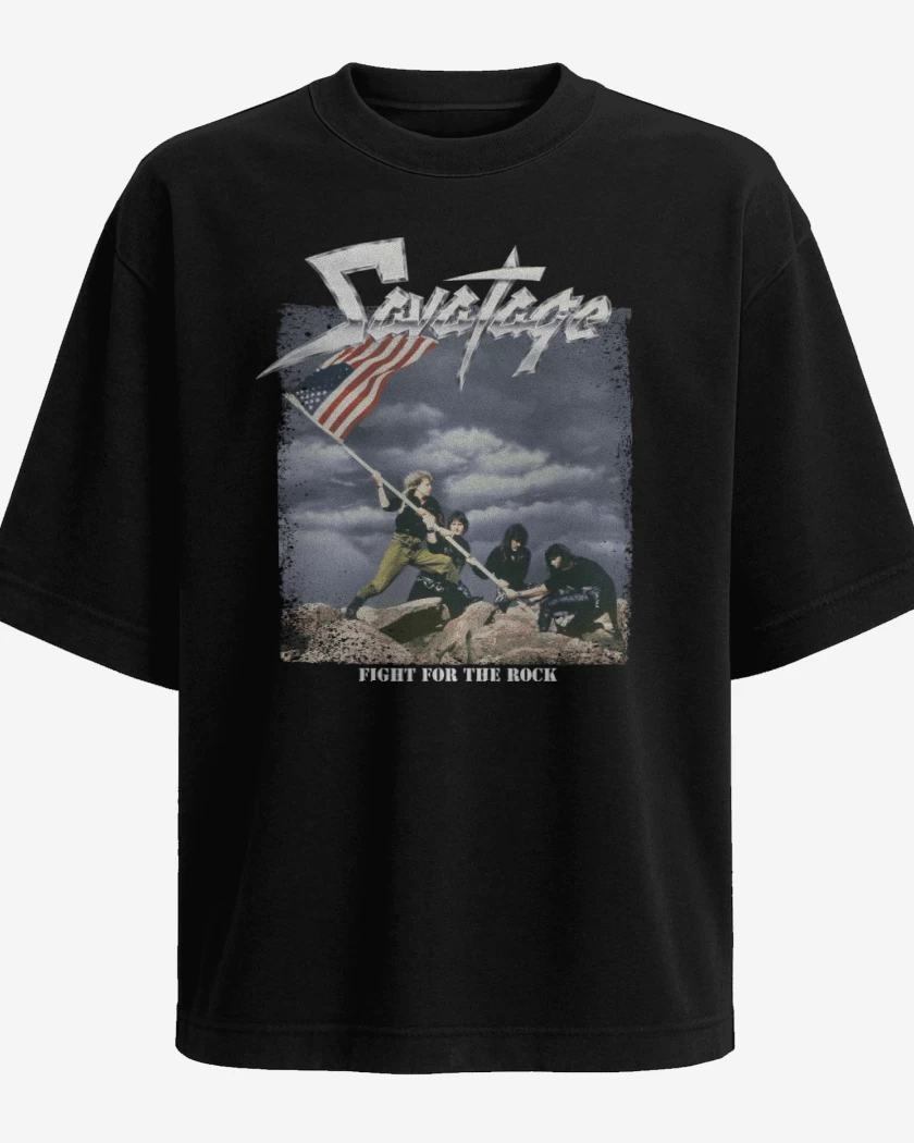 Polera Oversize Negro de Savatage Fight for the Rock