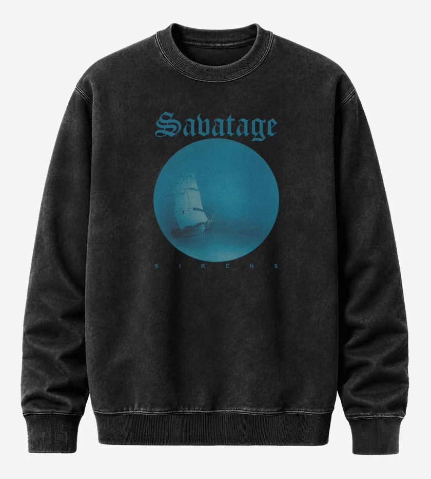 Poleron Polo Acid Wash Negro de Savatage Sirens v2