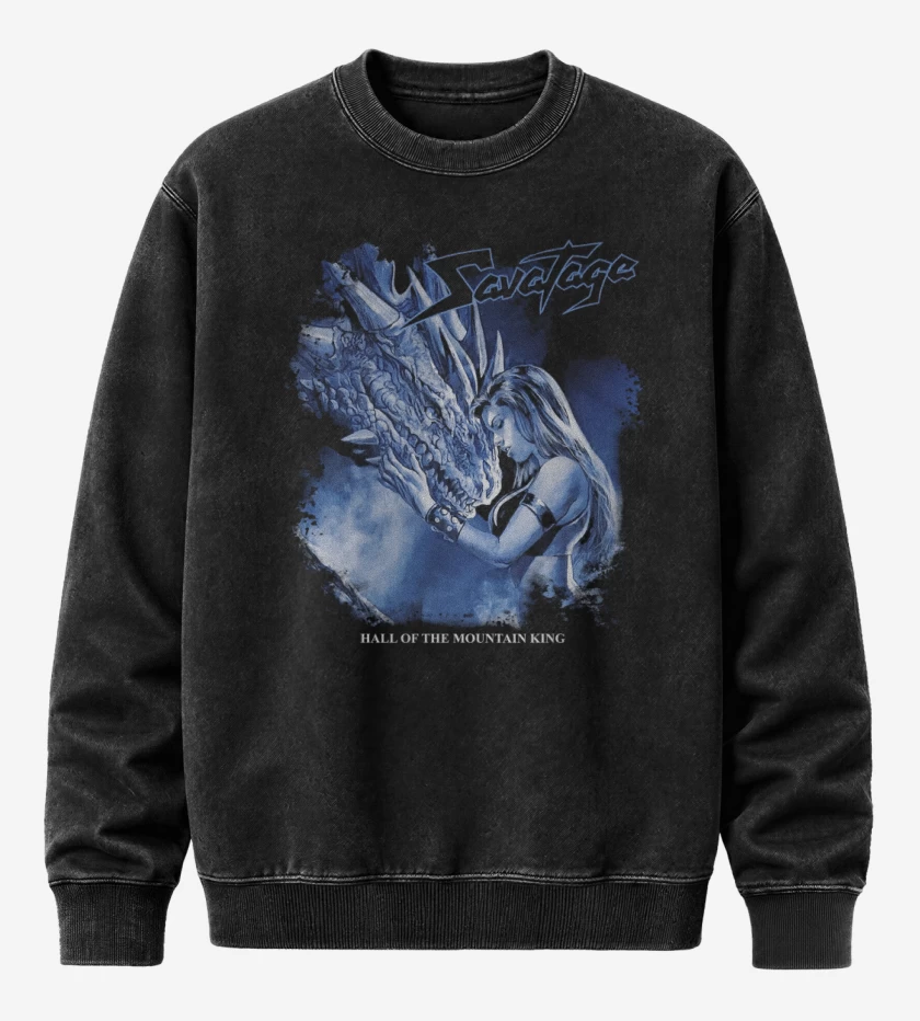 Poleron Polo Acid Wash Negro de Savatage Hall of the Mountain