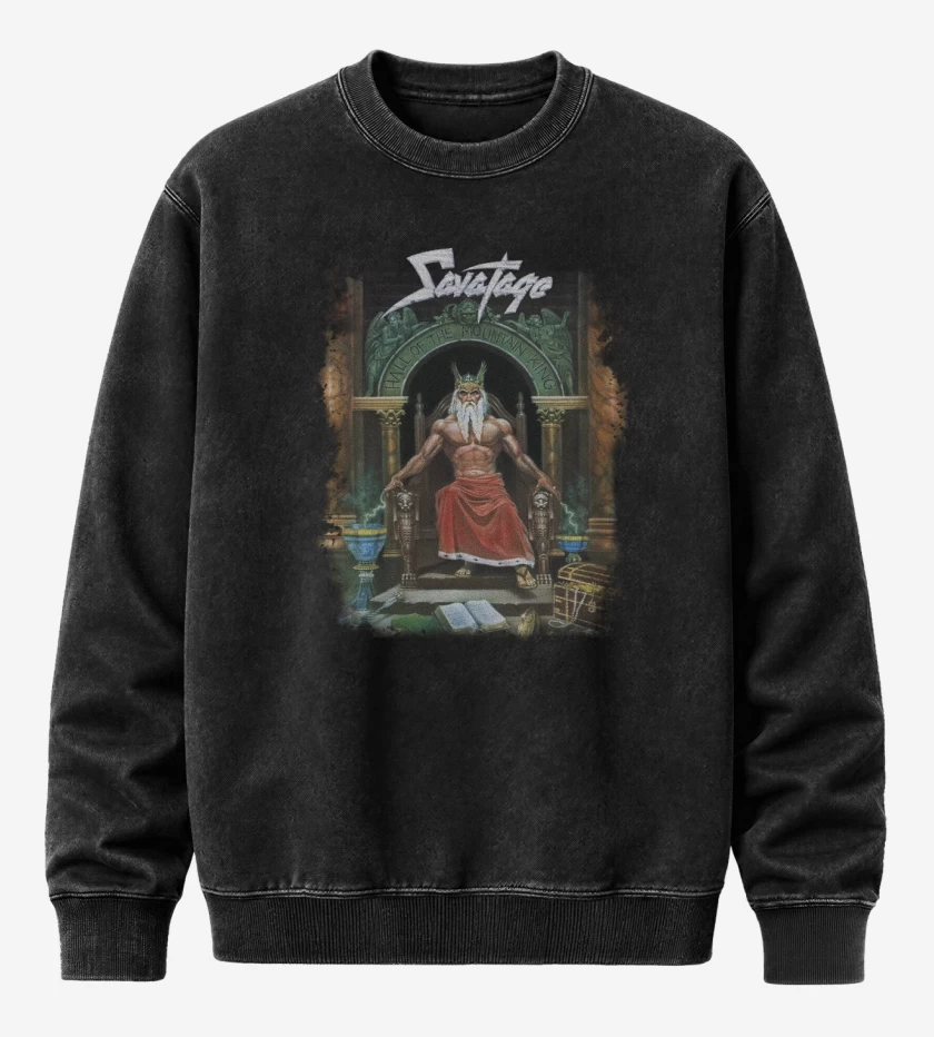 Poleron Polo Acid Wash Negro de Savatage Hall of the Mountain King