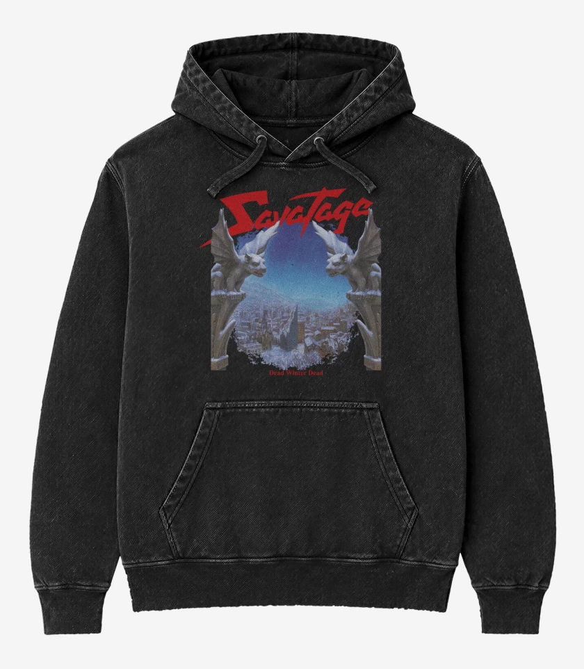 Poleron Canguro Acid Wash Negro de Savatage Dead Winter Dead