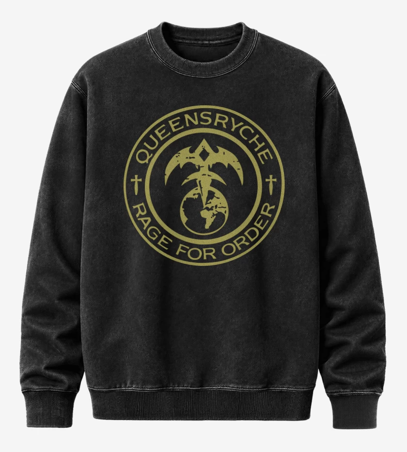 Poleron Polo Acid Wash Negro de Queensryche Rage for Order