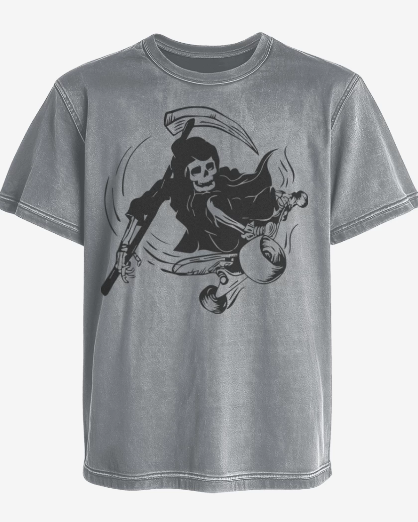 Polera desgastada Gris Melange de Muerte skater