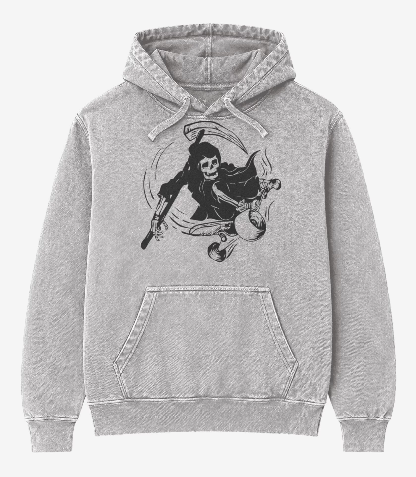 Poleron Canguro Acid Wash Gris Melange de Muerte skater