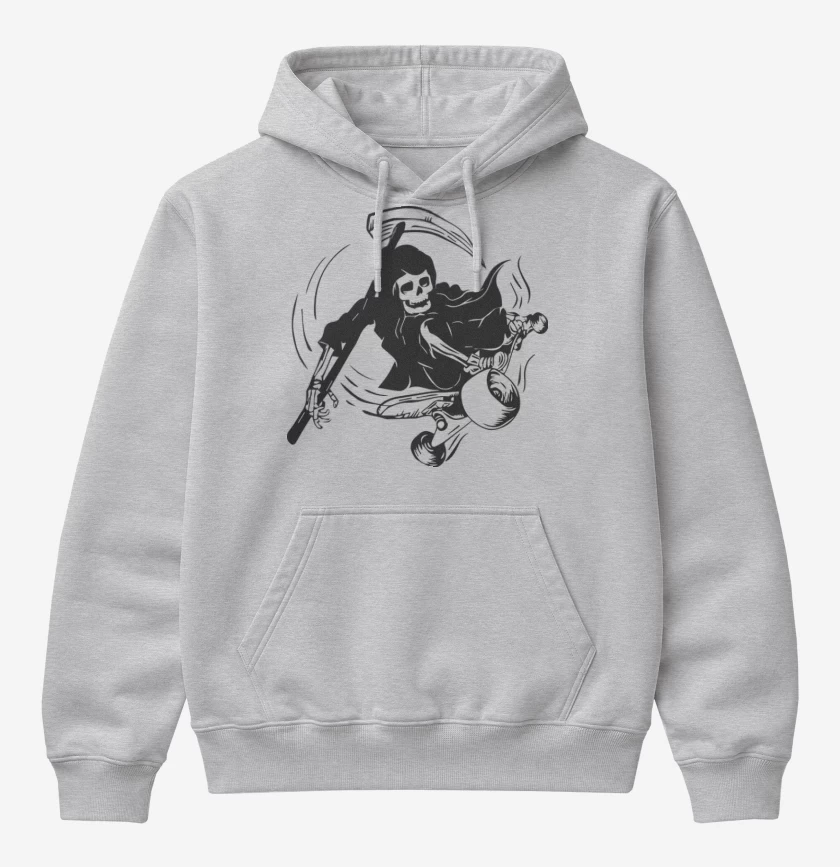 Poleron Canguro básico Gris Melange de Muerte skater