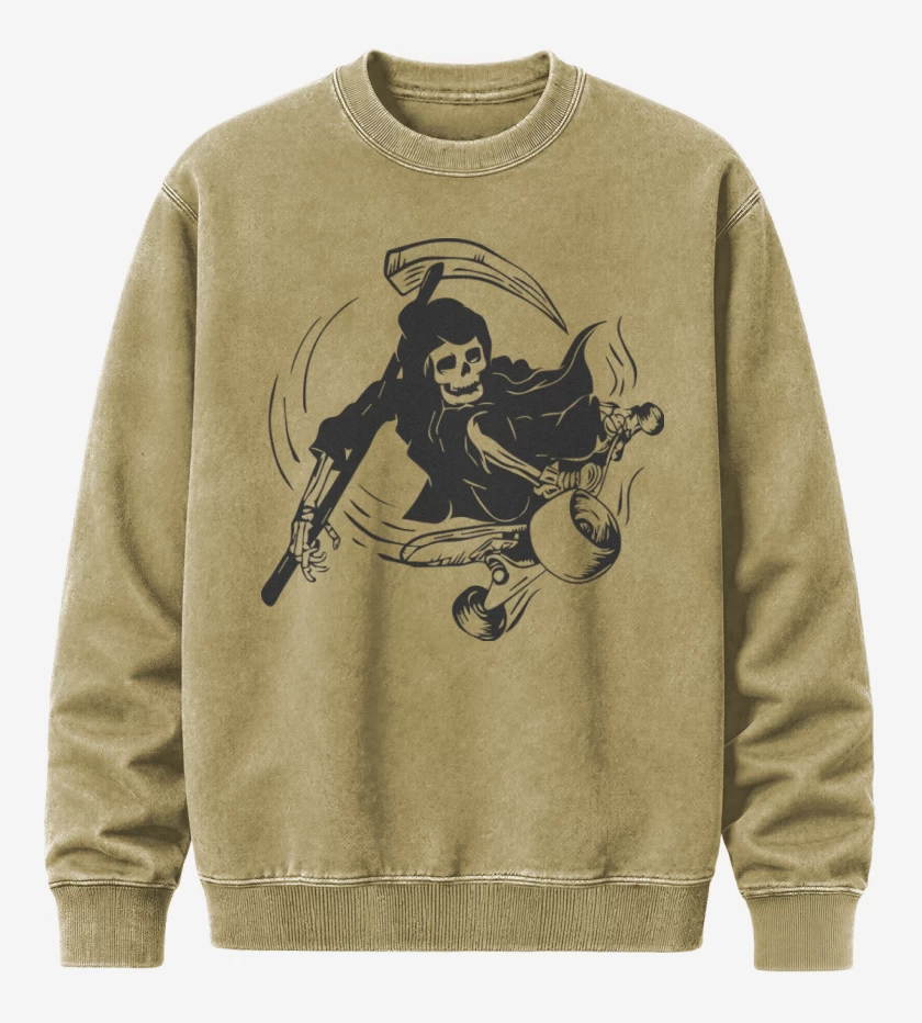 Poleron Polo Acid Wash Beige de Muerte skater