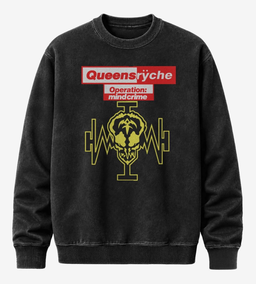 Poleron Polo Acid Wash Negro de Queensryche Operation Mindcrime