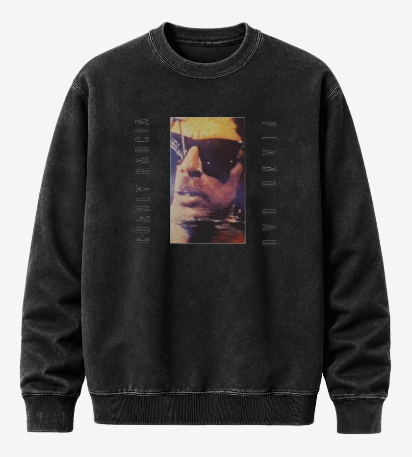 Poleron Polo Acid Wash Negro de Piano bar