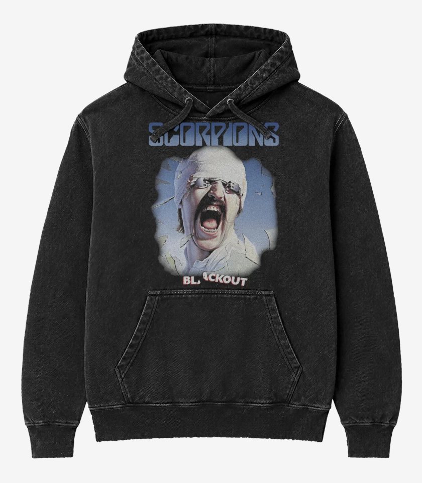 Poleron Canguro Acid Wash Negro de Scorpions Blackout