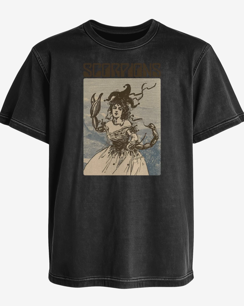Polera desgastada Negro de Scorpions Savage Amusement v1