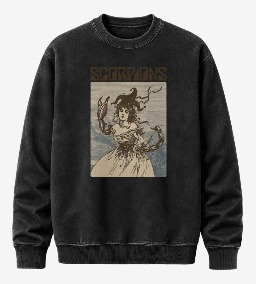 Poleron Polo Acid Wash Negro de Scorpions Savage Amusement v1