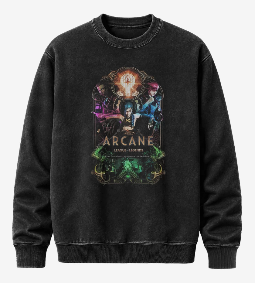 Poleron Polo Acid Wash Arcane League of Legends